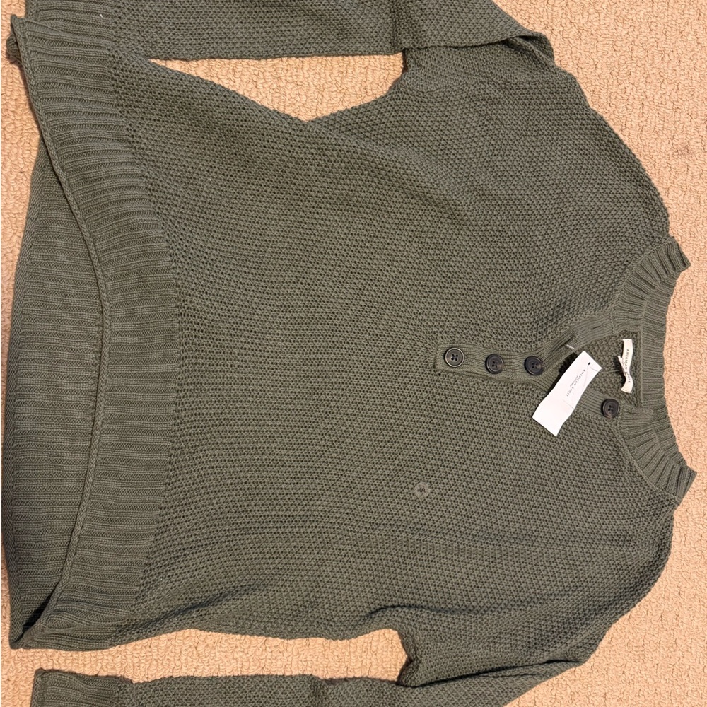 American Eagle Outfitters Olive V-Neck Sweater